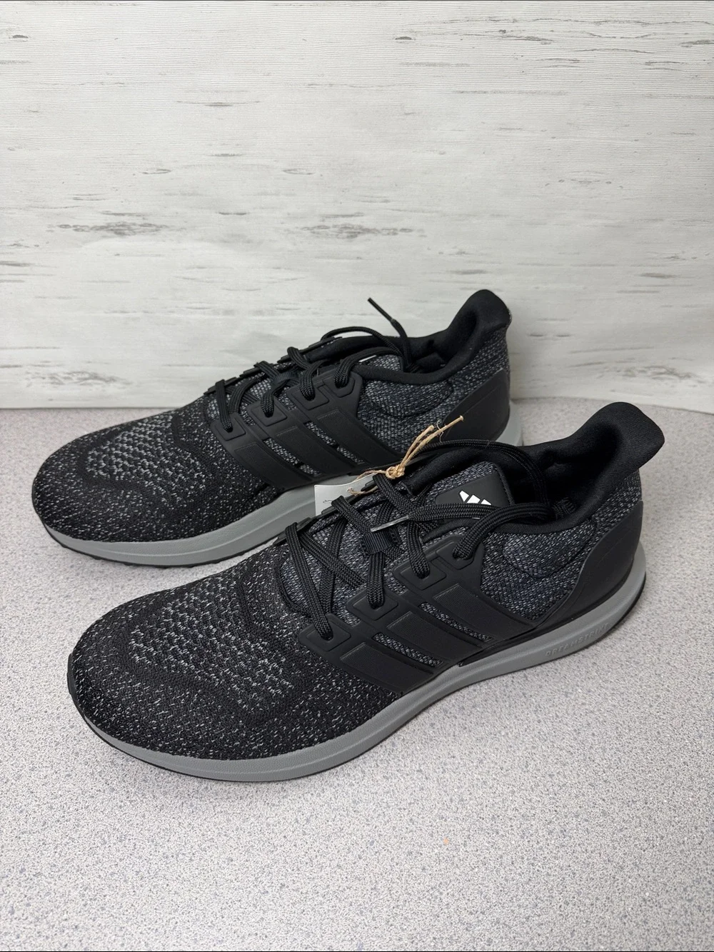 adidas Men's Black and Gray Knit Athletic Shoes